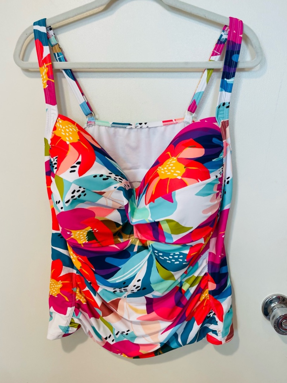 NWT Liz Claiborne floral lined halter tankini top swim separate swimwear sz 24w